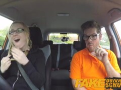 Fake Driving School squirting big tits milf gets creampie in her gaping pussy Thumb