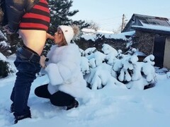 OUTDOOR BLOWJOB IN FUR COAT WITH BIG LOAD ON HER FACE & MOUTH WITH SWALLOW Thumb