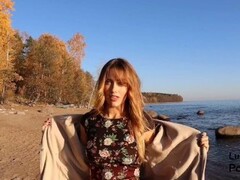 Outdoor Blowjob and Cum in Mouth! - Sweet Teen Doing Blowjob on the Beach. Thumb