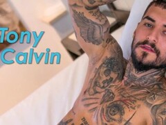 Flirt4Free - Tony Calvin - Hot Athletic Tatted Hunk Jerks His Huge Cock Thumb