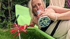 Mega dildo in my prolapse pussy Thumb