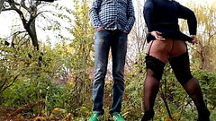 My pissing mother-in-law attracts the attention of vacationers in the park Thumb