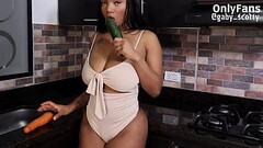 Gaby, the nympho, doesn'_t care if it'_s a vegetable... she wants to fuck her pussy with anything. Thumb