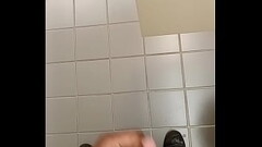 Stroking in the Library bathroom two Thumb