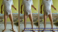 Hombre gay bailando en ropa interior blanca mojada Trusas Calzoncillos calientes ALEJANDRO MISTRAL Thumb
