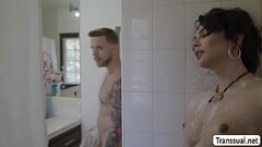Tgirl maid takes a bath and analed by her boss Thumb