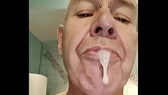 Mouth full of cum at the sauna Thumb