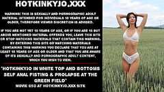 Hotkinkyjo in white top and bottoms self anal fisting &amp_ prolapse at the green field Thumb
