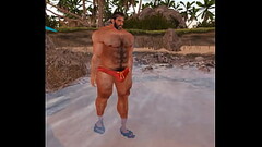big cam heyward and his giant bulge at the beach Thumb