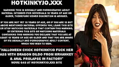 Halloween chick Hotkinkyjo fuck her ass with dragon dildo from mrhankey &amp_ anal prolapse in factory Thumb