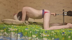 Nude gay on the bed with fuck machine Thumb