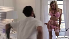 Curvy Tgirl blonde ride stepbrothers big cock Thumb