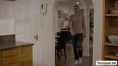 Aroused MILF lets stepson TS gf fuck her ass Thumb