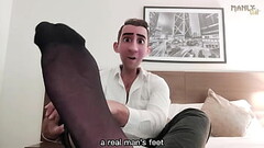 STEP GAY DAD - BLACK SHEER SOCKS WHITE COCK! - COME WORSHIP MY FEET WATCH ME EDGE MY HARD WHITE COCK AND LET'_S CUM TOGETHER Thumb