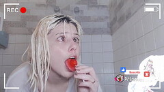 Wet t-shirt with lollipop in the shower Thumb