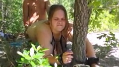 Hot Wife Bondage &amp_ Tie To Tree Gets Raw Bareback Pussy Fuck With Pussy To Mouth Throat Fucking Facial Thumb