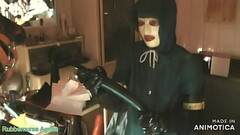 Rubbernurse Agnes - Green Heavy Rubber surgical nurse robe with hood - deep pegging with two long rubber colonoscopes and final rough analfisting with jerking off Thumb