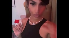 Young Sissy Tgirl Crossdressing in Sexy Black Cheerleader Outfit Thumb