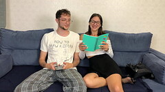 Step Sister Came From School And Asked Step Bro Help With Homework But He Help Only With Orgasm! Handjob Cum Thumb
