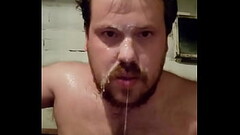 fresh cum from my cock on my face and in my mouth! Thumb