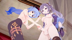 Genshin Impact - Ganyu gets creampied by futanari Keqing Thumb