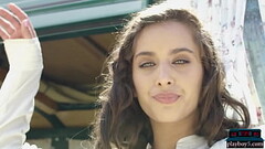 Perfect big round ass MILF model Uma Jolie strips in the back of a van for Playboy Thumb
