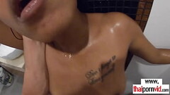Amateur Thai teen Cherry cleaned and fucked a big white cock in the shower Thumb