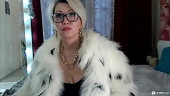 Gorgeous Russian mom smokes in a fur coat and dominates)) Thumb