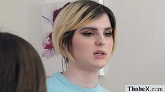 Ts Ella Hollywood barebacked while deepthroating tranny cock Thumb