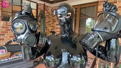 Latex Alien Trying Out Fetish Gas Masks Thumb