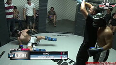 Brunette girl with natural tits is the prize for the fight Thumb