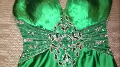 Emerald Green Satin Prom Dress Thumb