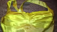Yellow &amp_ White Ombre Satin Homecoming Dress 2 Thumb
