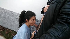 Best Friends Public Blowjob and Cum on the Street Thumb