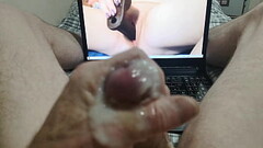 Huge cumshot watching wife with bbc dildo Thumb