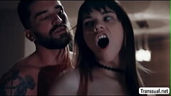 TGirl gets bang in the kitchen by dude Thumb