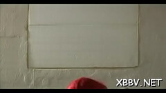 Dissolute girlfriend is shoving a big rubber sex tool Thumb