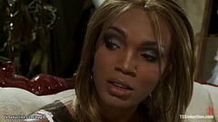 Ebony TS fucking handcuffed clerk Thumb