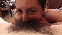 Bushy Queens Bury Faces in Each other in Hairy Pussy Thumb