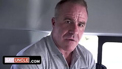 Muscle Hunk Gets Young Stud Into The Rescue Van And Gives Him A Safe Space To Share His Fantasies Thumb