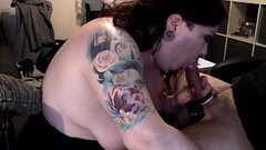 Pumps His Cock &amp_ His Filthy Slut Gives Him A Blowjob - Pumping Girl BJ Gloves BBW Chubby Sucking Deepthroat Facefucking Thumb