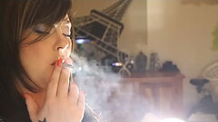 UK Domme Tina Snua Smoking A Cork Cigarette With Nose Exhales Thumb