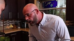 Gay stepson found out stepdad'_s secret and got by on the kitchen Thumb