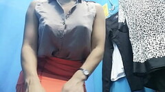 Dressing room. Cmera show. Russian girl with big boobs and nipples change clothes. Kriss Wou Thumb