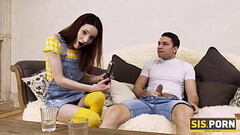 SIS.PORN. Dirty babe turns rich stepbro on so now man is bound to nail shaved pussy Thumb