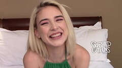 Skinny blonde amateur teen slobbers on a fat cock Thumb