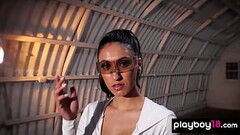 Tall and slim latina Deisy Leon teasing in sexy white boots Thumb