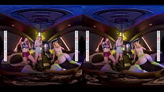 Naughty America - After the rave, the super cute and sexy, Daisy Stone, Lilly Bell, &amp_ Mila Taylor, continue the partying by sharing Daisy'_s boyfriend'_s big dick Thumb