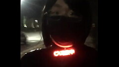 Walk on street with electric shock in latex Thumb